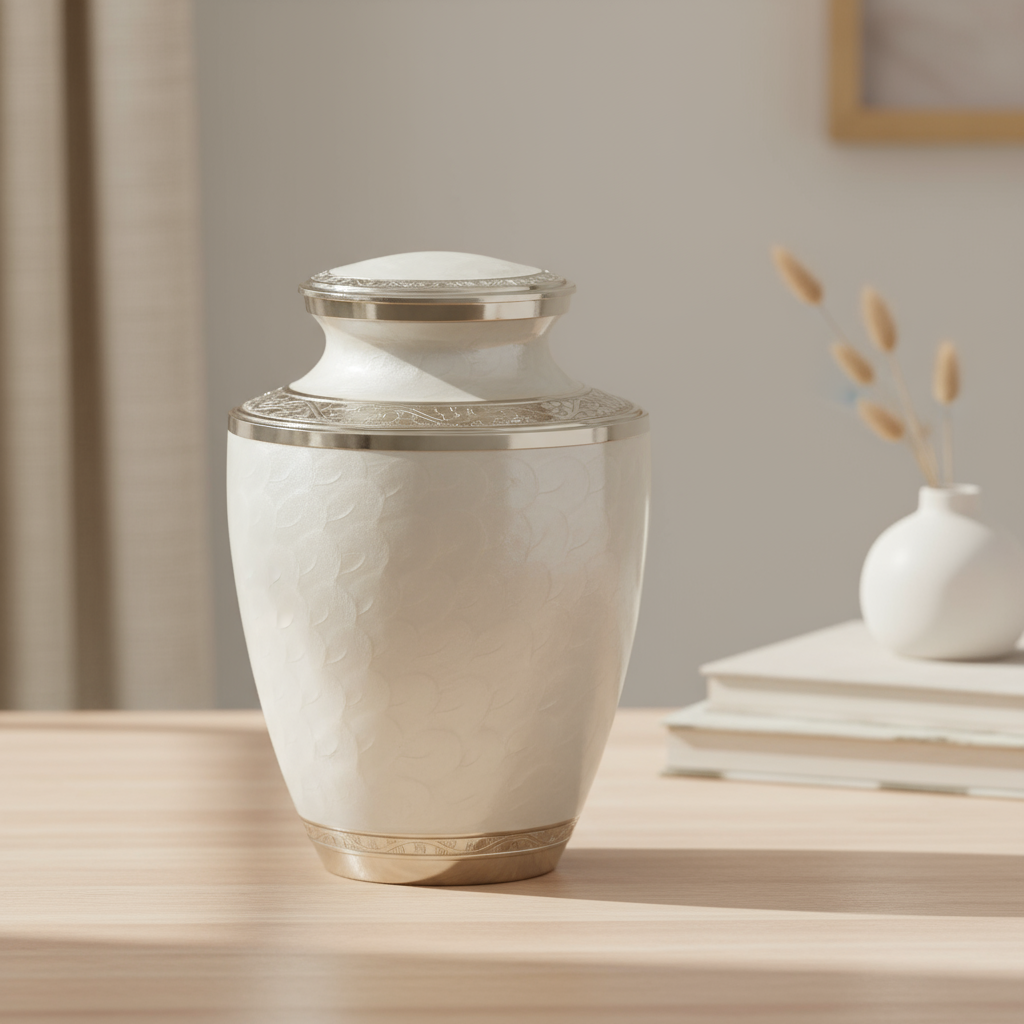 Mother of Pearl Silver Adult Urn