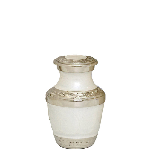 [514 MPS] Mother of Pearl Silver Brass Miniature Urn